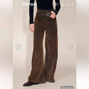 New Tag Fabrique Taylor Flocked Jeans Detachable Belt Brown Cotton Sz 6 M $258